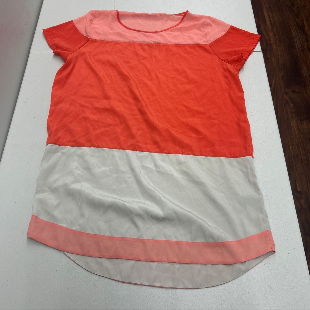 Express Orange Gray Colorblock Short Sleeve Tee